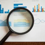 A Magnifying Glass on a Page of Various Charts